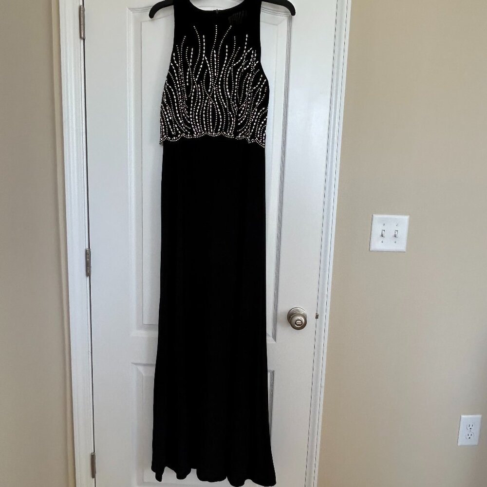 Jackie Jon New York Beaded Black Floor Length Gown